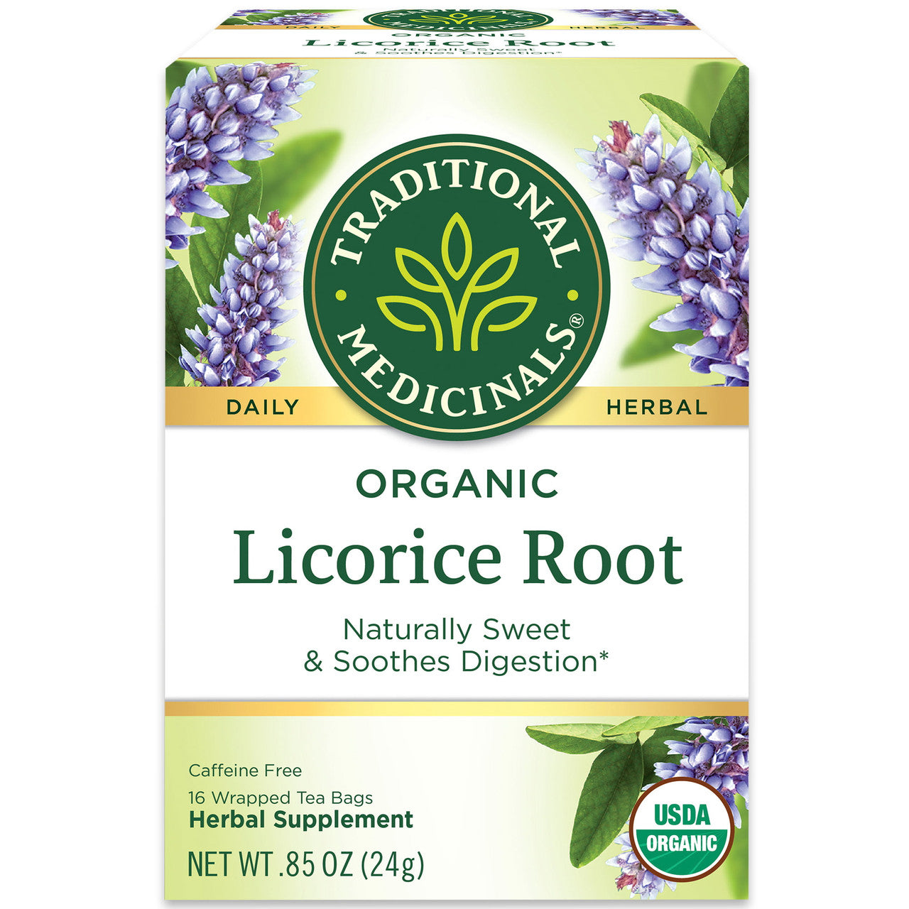 Traditional Medicinals Caffeine Free Organic Licorice Root Herbal Tea Bags, 16 Ea